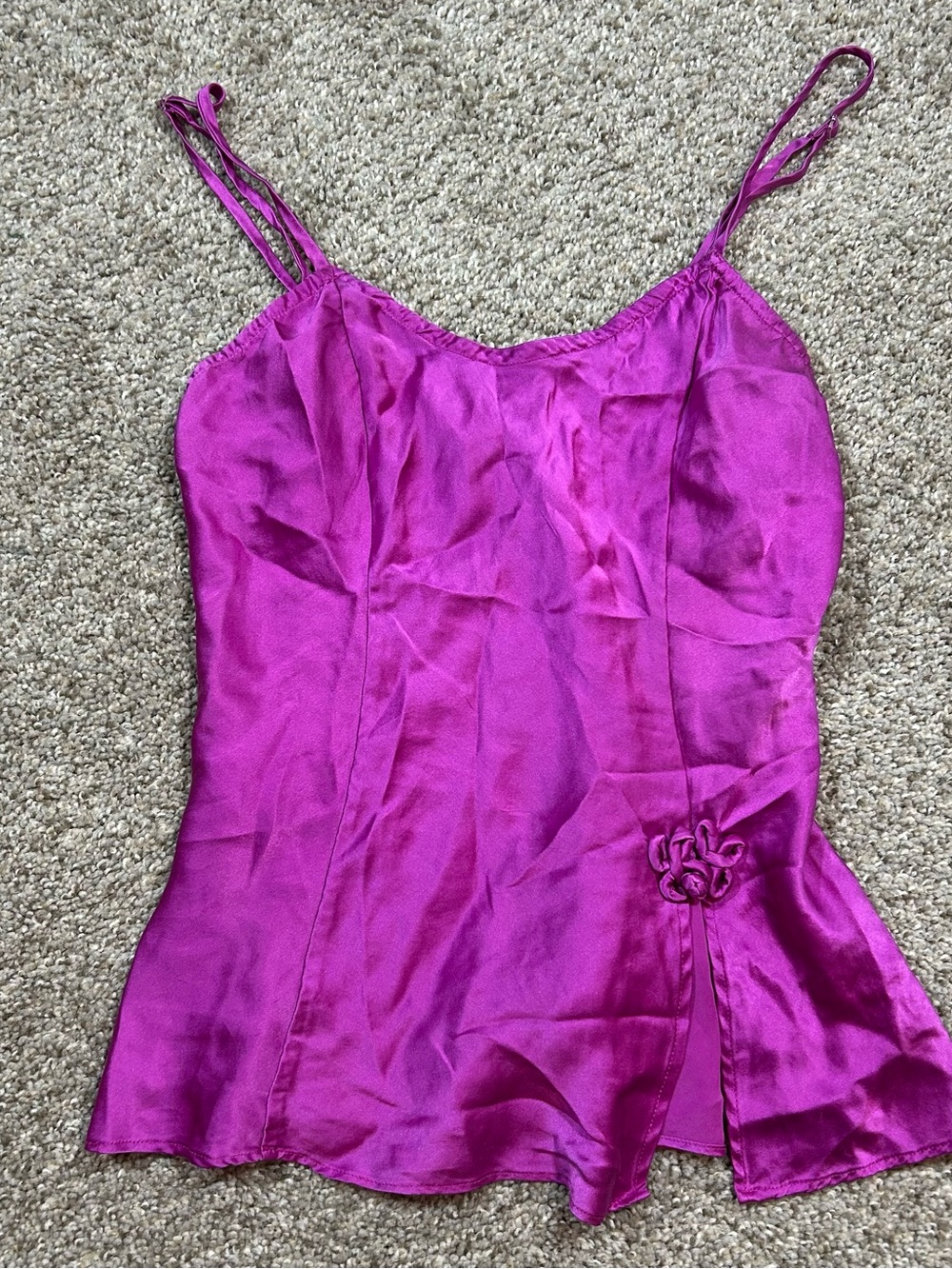 Victoria's Secret Fuchsia Satin Camisole with Knot Accent
